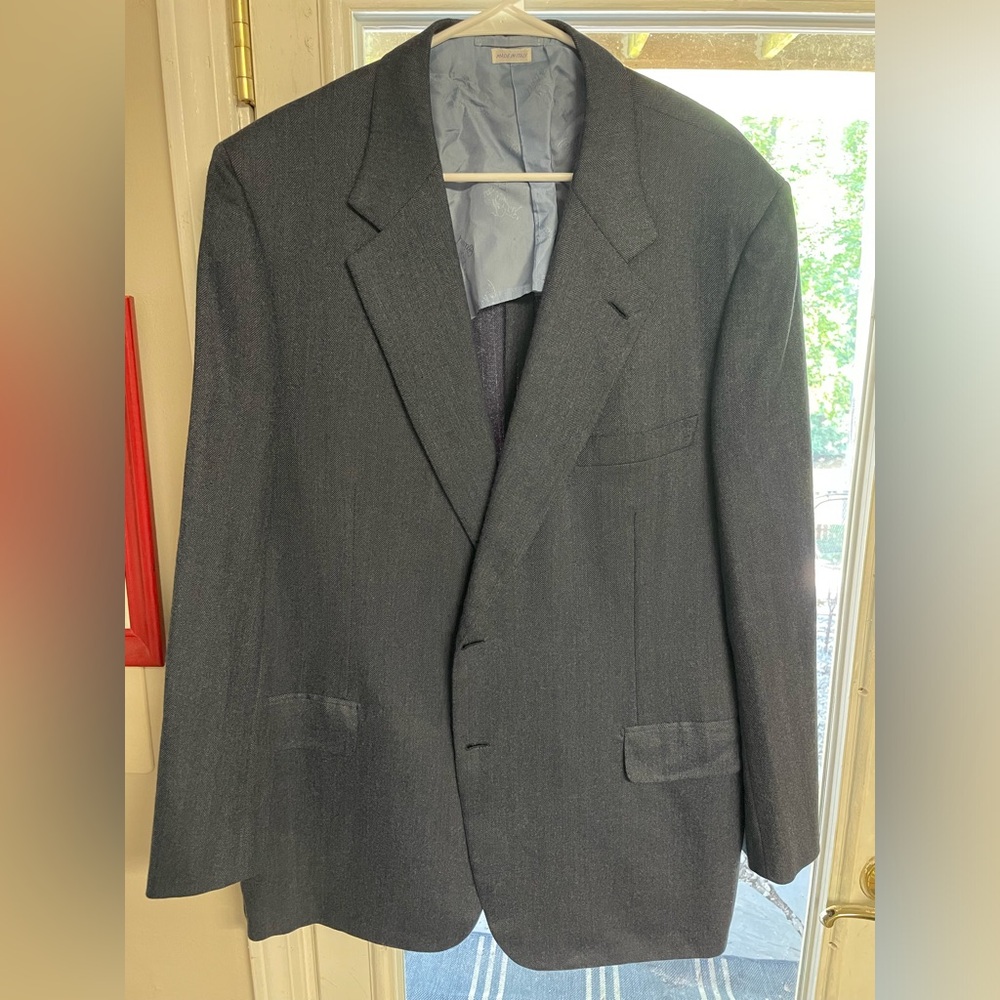 Brioni Suit Jacket 100% CASHMERE Blue Herringbone Blazer 48R (52) US